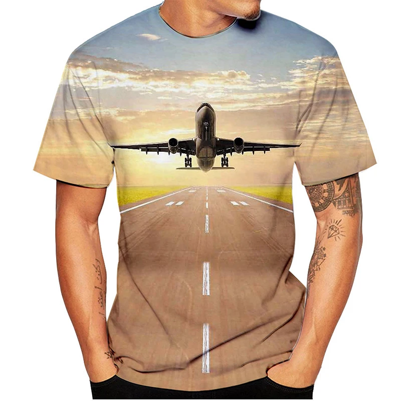 New Airplane 3D Print T-Shirts Aircraft Streetwear Men Women Fashion Oversized Short Sleeve T Shirt Kids Tees Tops Man Clothing