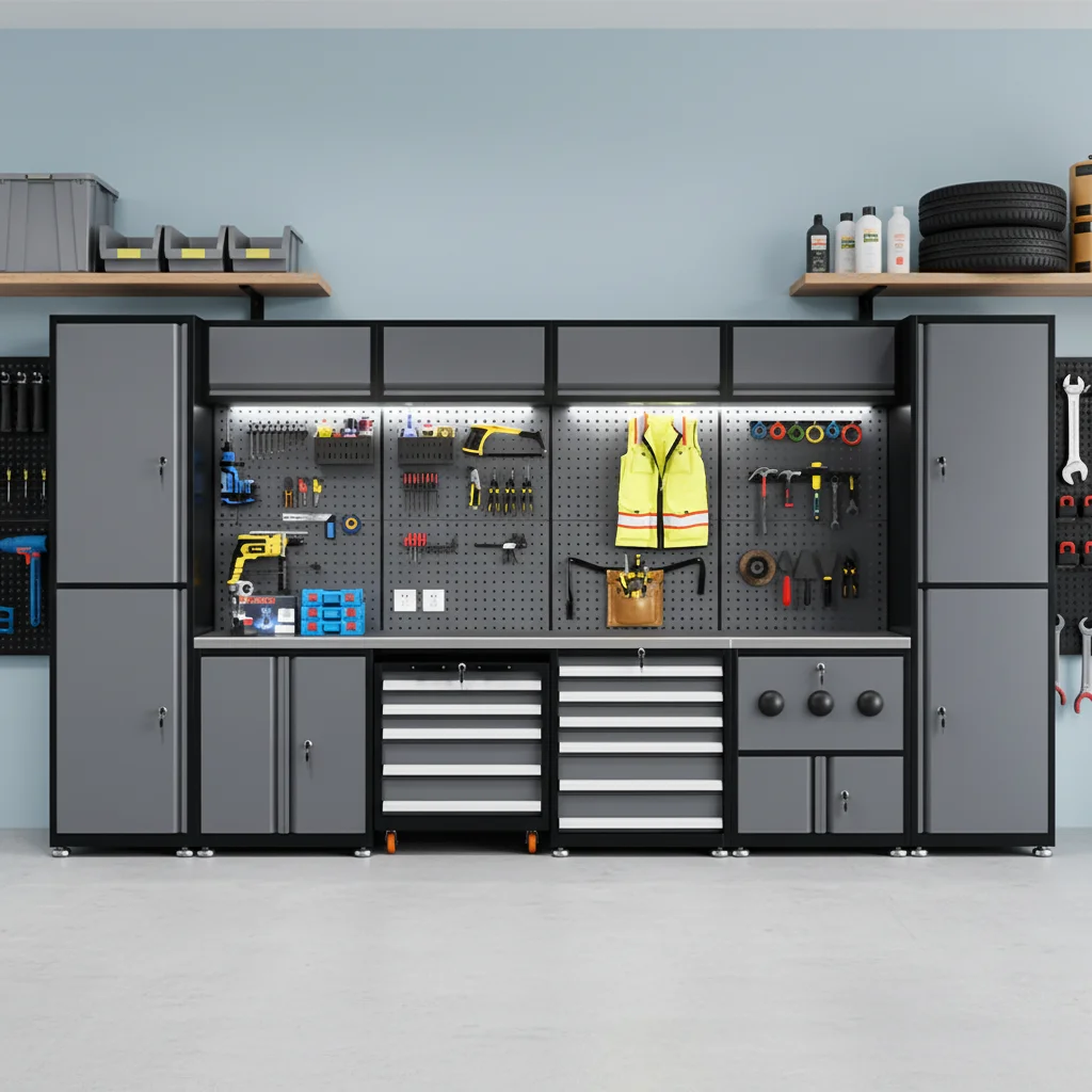 Automobile Repair Workstation Combination Tool Cabinet Mobile Tool Cart 7 Drawers 300kg Capacity Adjustable Legs/Shelves