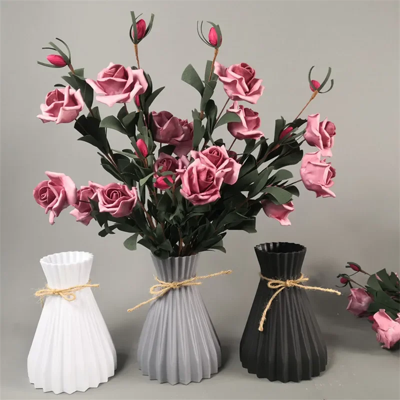 Plastic Vases Home Decor Anti-ceramic Vases Imitation Rattan Flower Vase European Wedding Modern Decorations Unbreakable Basket