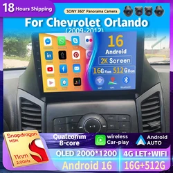 Android 16 wifi+4G Carplay Car Radio For Chevrolet Orlando 2009-2012 Navigation GPS Video Player Stereo Multimedia DVD Head Unit