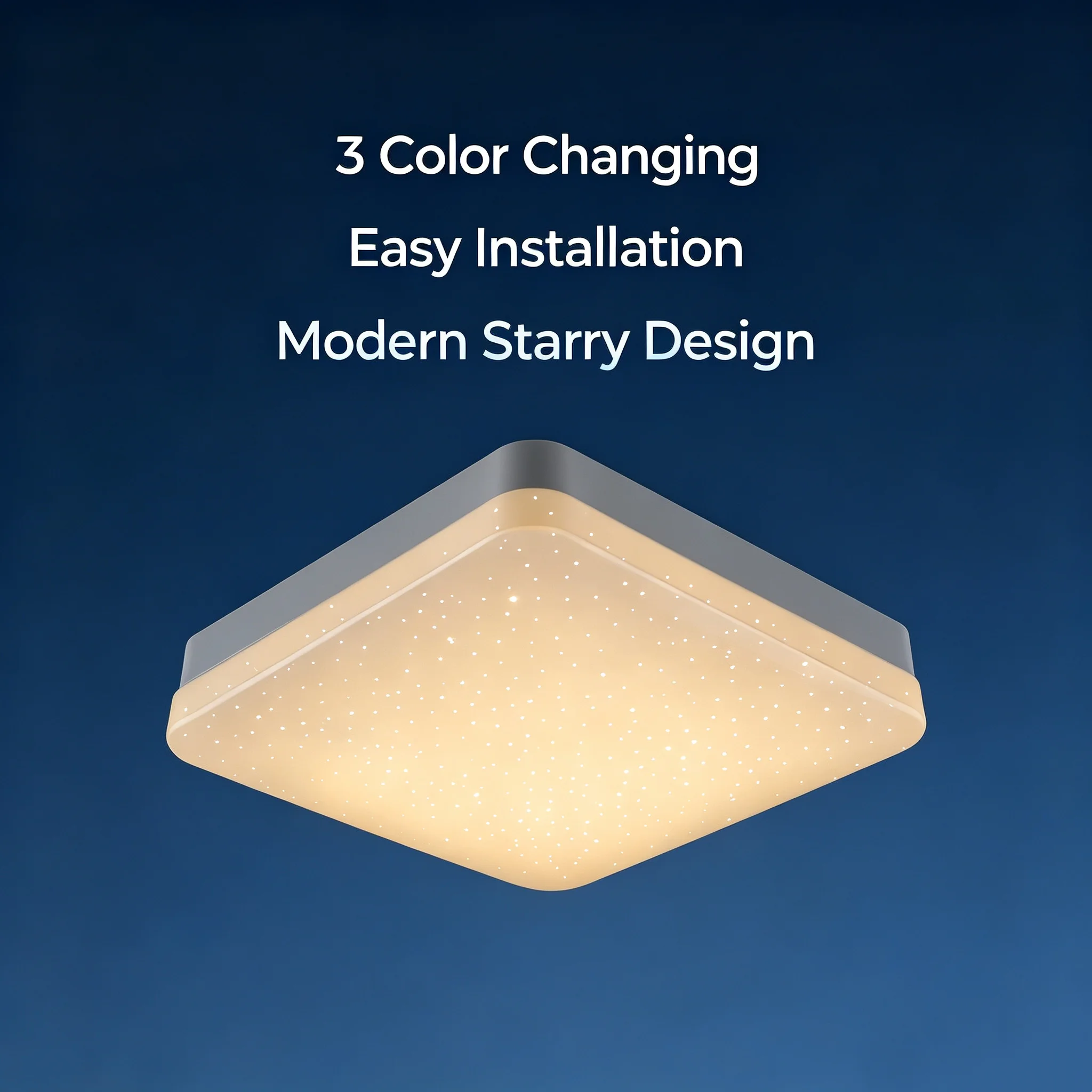 Modern Square Starry LED Ceiling Light 3 CCT Changing Flush Mount Lamp Eye Protection Ceiling Lamp For Bedroom Balcony Entryway