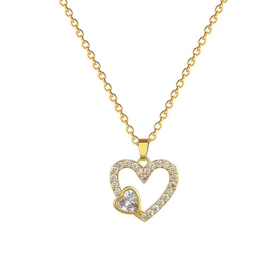 Women's Titanium Steel Heart Shaped Luxury Necklace Versatile Clavicle Chain Fashion Jewelry