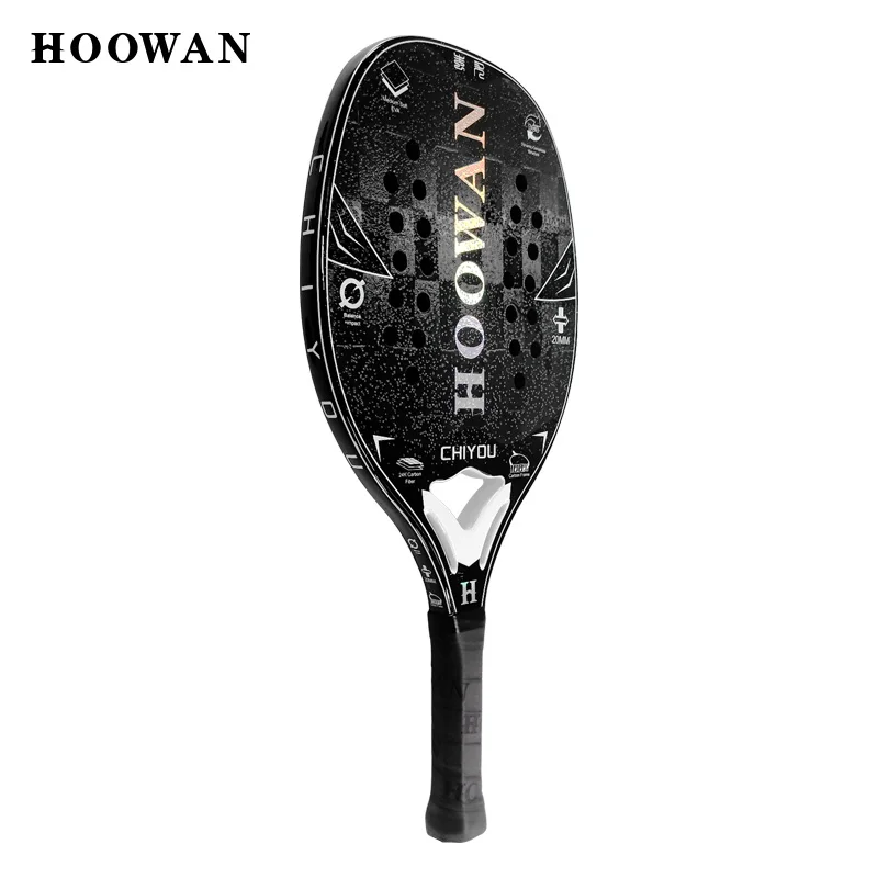 HOOWAN CHIYOU Beach Tennis Racket T700 Carbon Fiber 24K Mega-Grit Surface 20MM Mid-soft EVA Foam Core