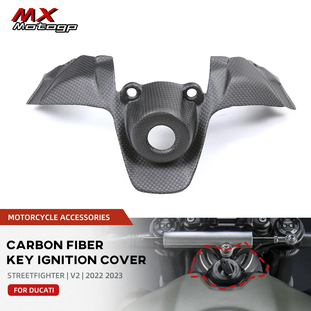 Carbon Fiber Key Ignition Cover For DUCATI Streetfighter V2 2022 2023 Motorcycle Front Tank Switch Keys Cover Modified Parts