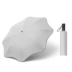 Automatic Folding Sun Umbrella Fashion White Black Business Man Woman Rainproof Strong Windproof Anti UV Parasol Portable Gift