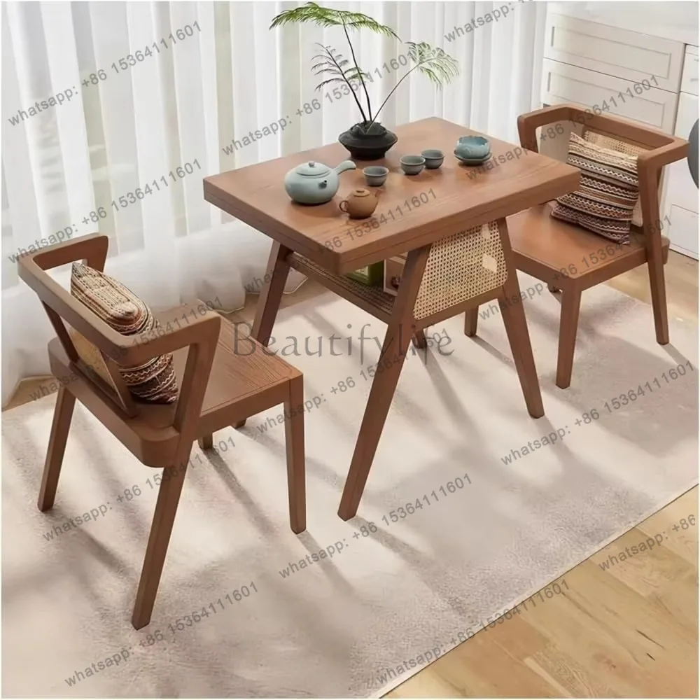 

Wooden balcony household one table and two chairs combination set reading leisure table and chairs