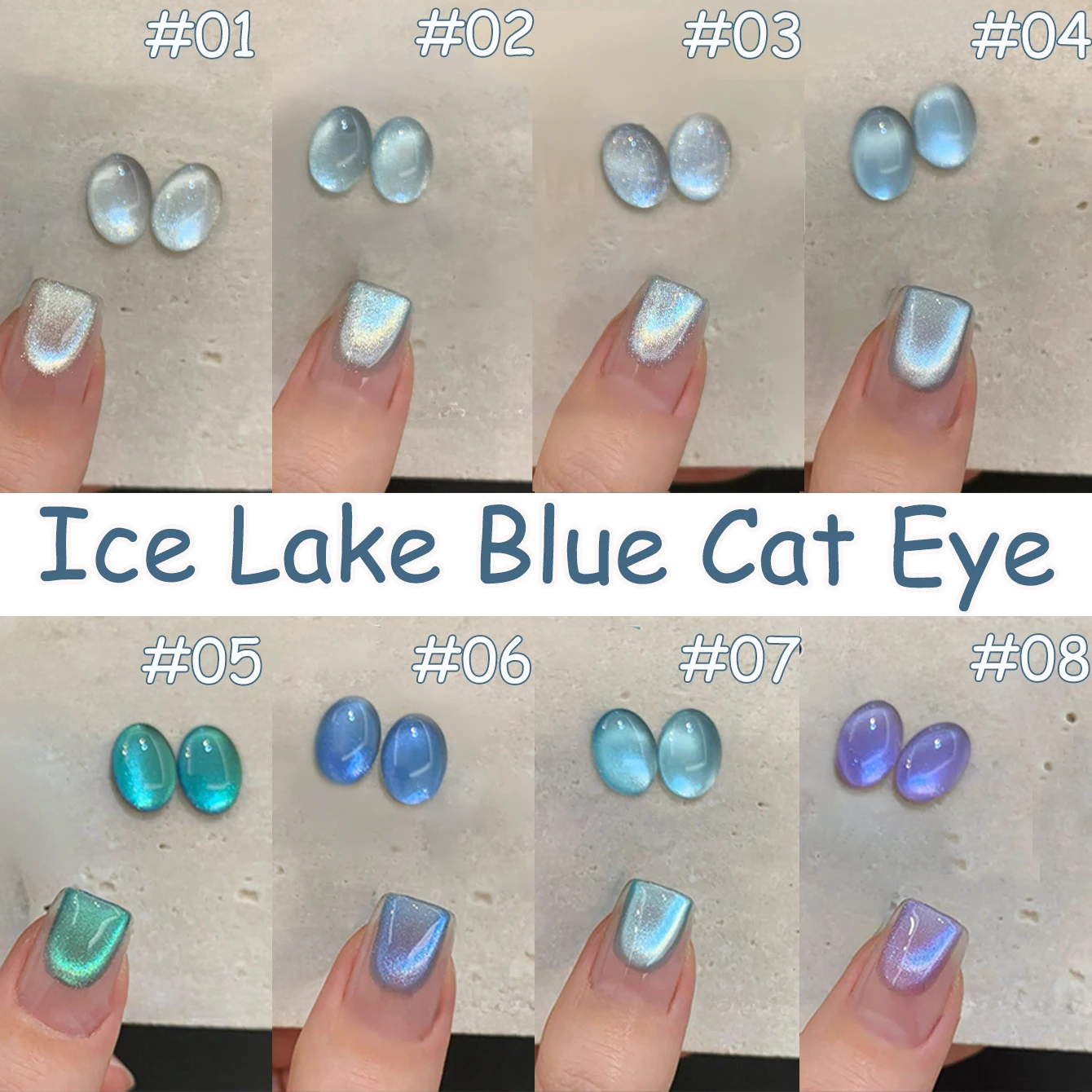 1-18 pz TC Ice Lake Blue Cat Eye Gel Smalto per unghie Puro Desiderio Blue Cat Eyes Estate Fresco Sensazione Acqua Luce Perlina di vetro Nail Art