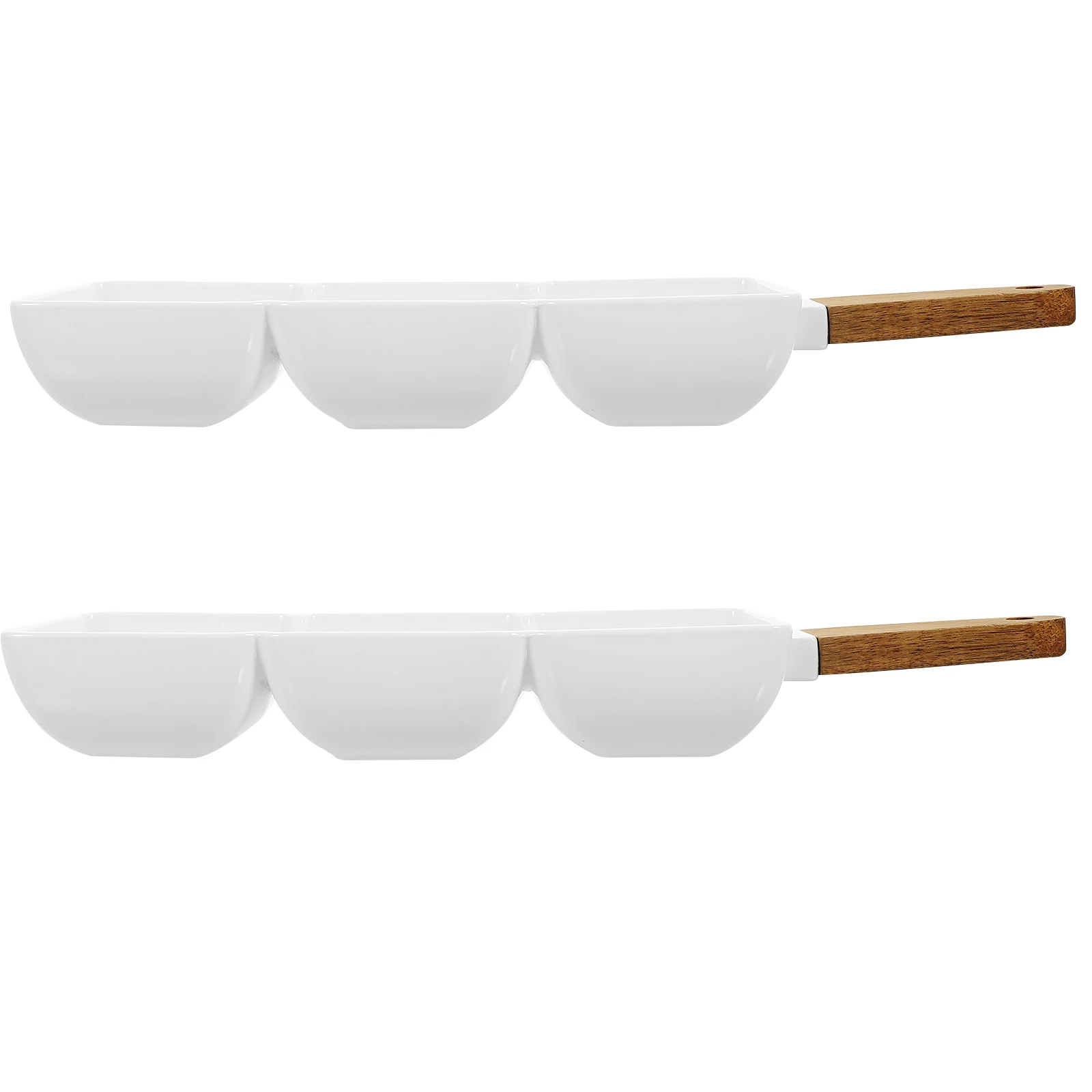 

2Pcs Ceramic Snack Bowl Three Compartment Dipping Sauce Dish for Soy Sauce Seasonings Salad Appetizer Serving Home Restaurant