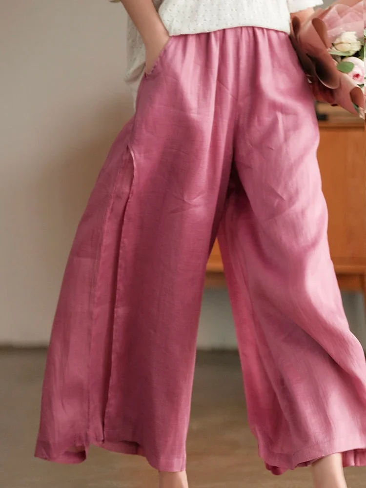 

Корейские новые модные широкие простые свободные женские летние девятые брюки до щиколотки, женские однотонные прямые спортивные штаны