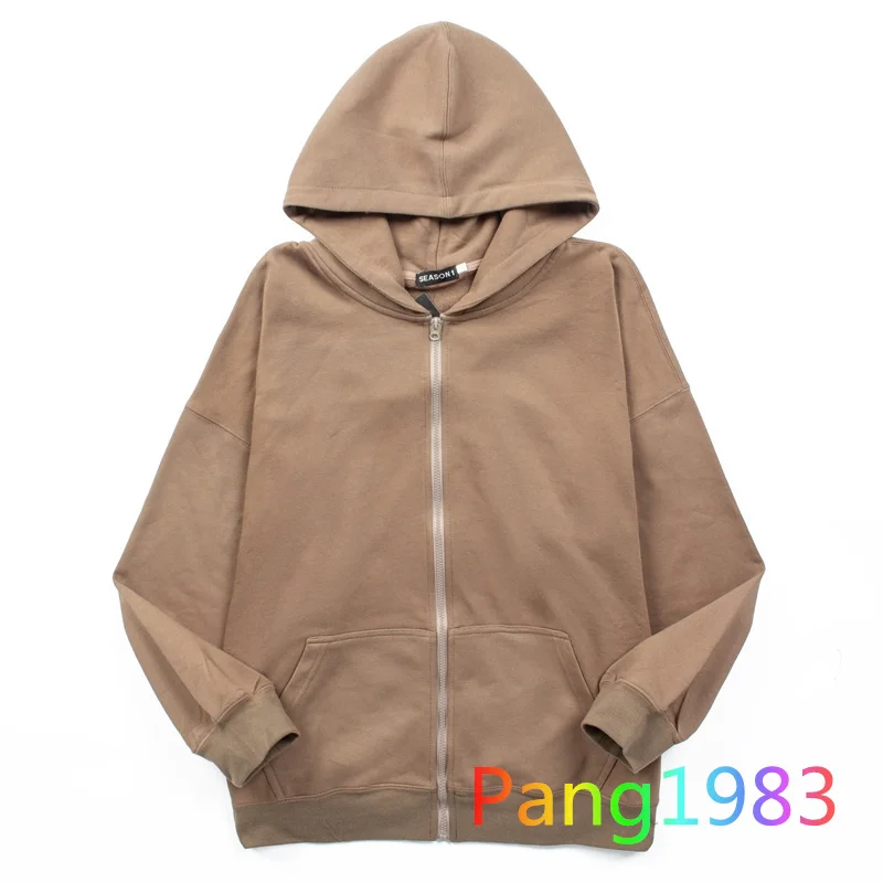 High Street SEASON 6 KANYE Zipper Hoodie Men Women Best Quality Loose Sweatshirt Solid Color Pullovers