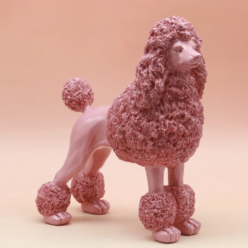 Creative Pink Poodle Resin Sculpture Living Room Study Bedroom Modern Art Puppy Home Decoration Crafts Desktop Dog Ornament Gift