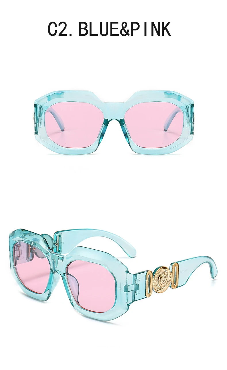 Luxus Marke Designer Vintage Übergroßen Quadratischen Sonnenbrille Frauen Männer Klassische Großen Rahmen Männliche Sonnenbrille Für Weibliche UV400 – Detail 10