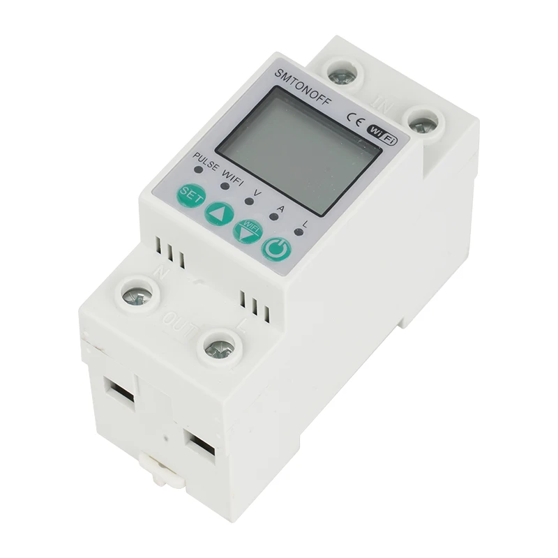 SMTONOFF WiFi Energy Meter Smart Switch Over Under Voltage Protection Residual current protection Remote control by Tuya APP