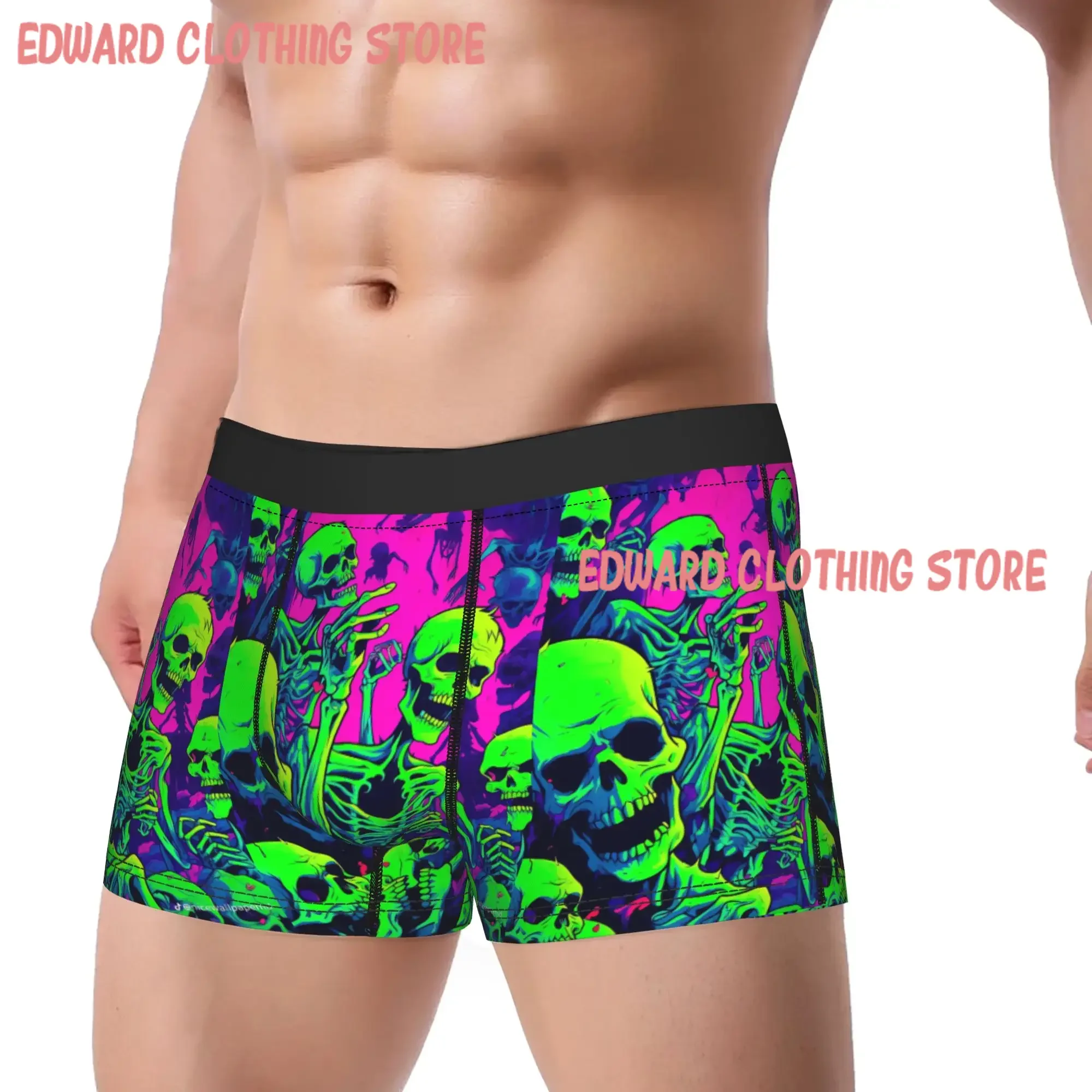 Green skull Underwear Custom DIY Trunk High Quality Men Panties Classic Boxer Brief Gift Idea