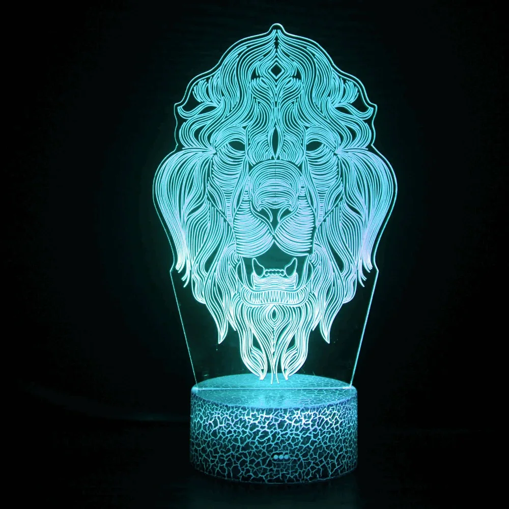 Nighdn Lion 3D Illusion Lamp for Kids LED Night Light 7 Colors Changing Bedroom Decoration Table Lamp Christmas Birthday Gift