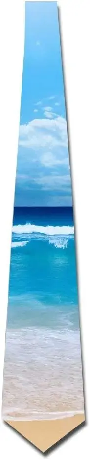 

Мужской модный галстук Ocean Beach Синий галстук Один размер галстука Пляжные галстуки в океанском стиле