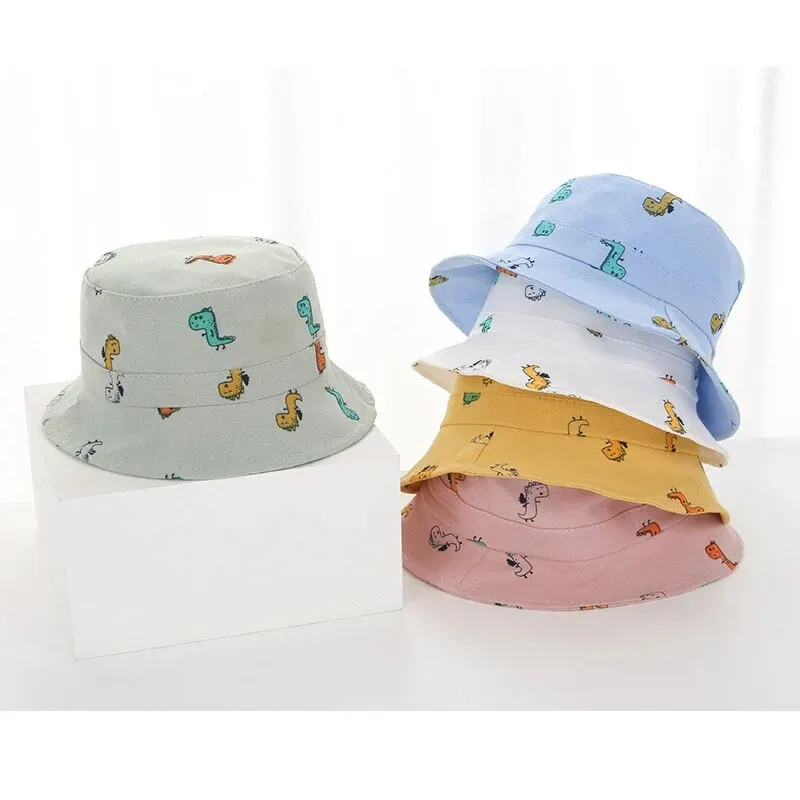 Cartoon Giraffe Print Baby Bucket Hat Children Casual Panama Cap Kids Foldable Camping Fishing Outdoor Sun Hats Fisherman Caps