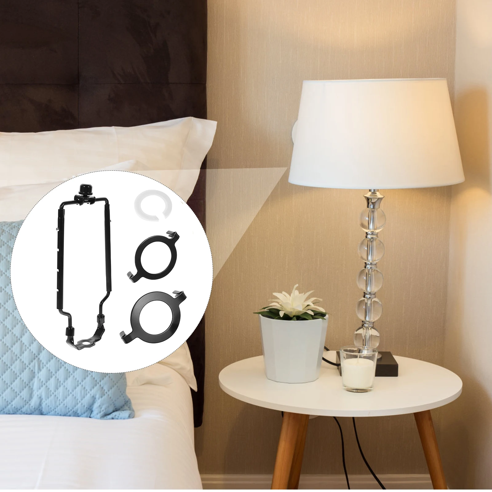 

Decorative Headlight Lamp Shade Harp Bracket Adapter for Table Floor Lamps 9-12 Inch Height Adjustable Nickel Plated Metal Lamp