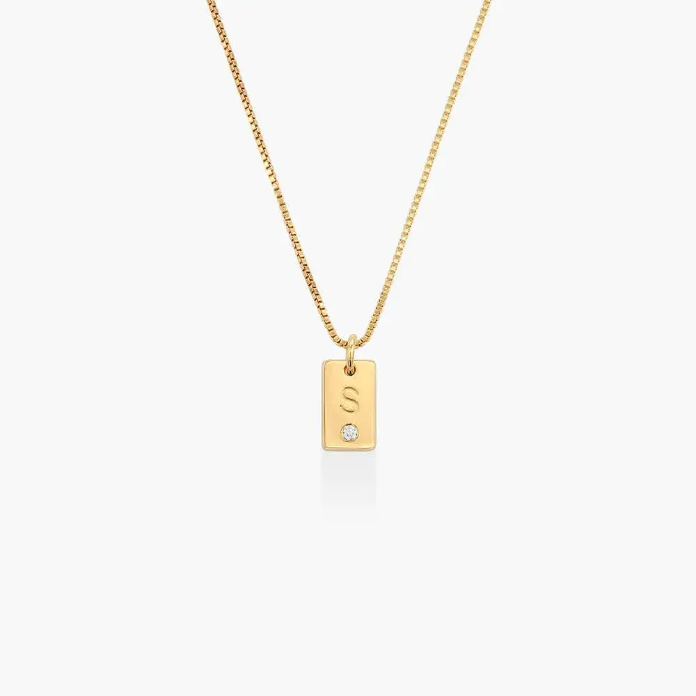 

Mini Small Square Custom Initial Birthstone Necklace Personalized Box Chain Stainless Steel Tag Pendant Holiday Gift For Women