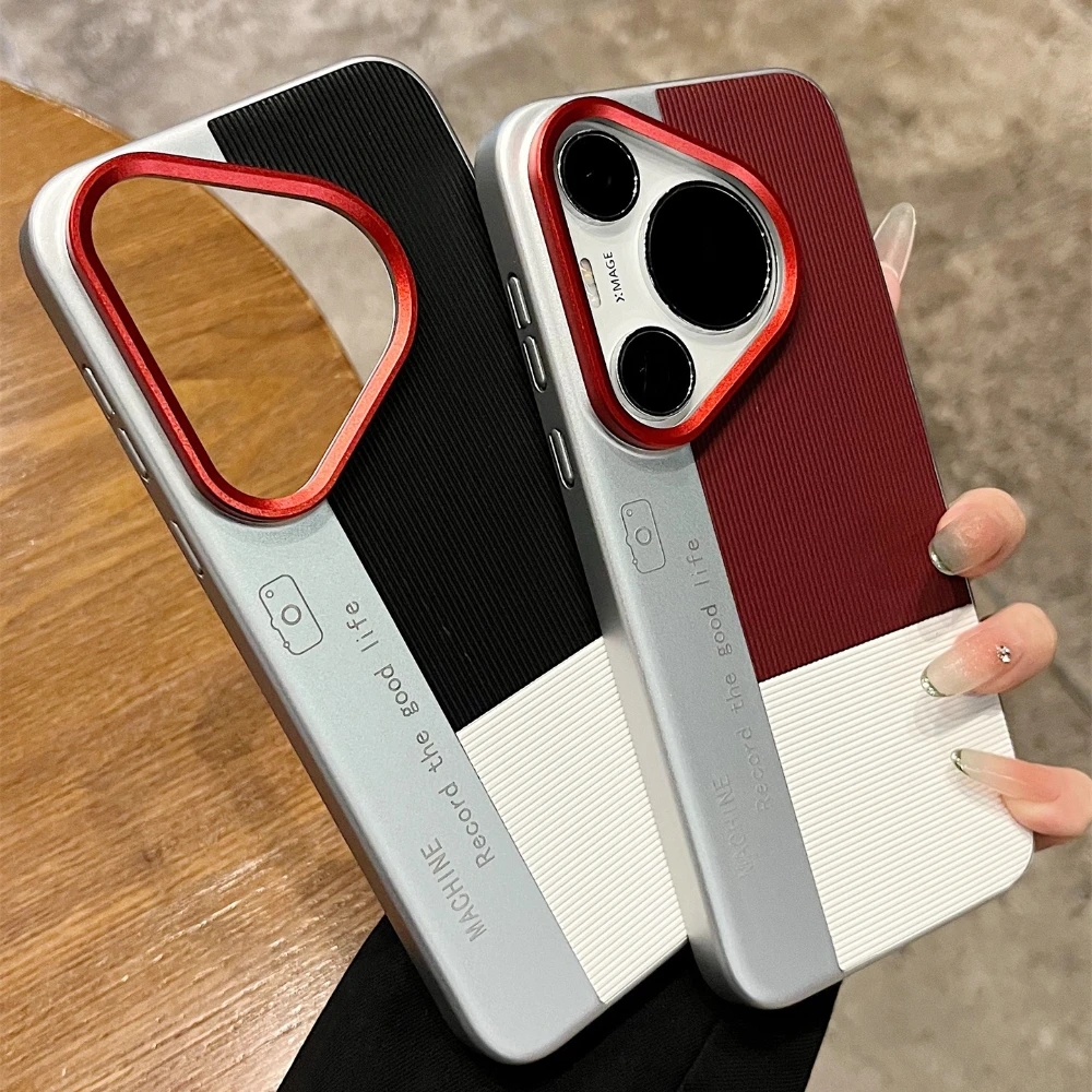 

Square Pattern PU Leather Phone Case for Huawei Pura 80 Pura 70 Pro+ Big Hole Lens for Huawei Mate 70 Pro Plus Mate60 Hard Cover