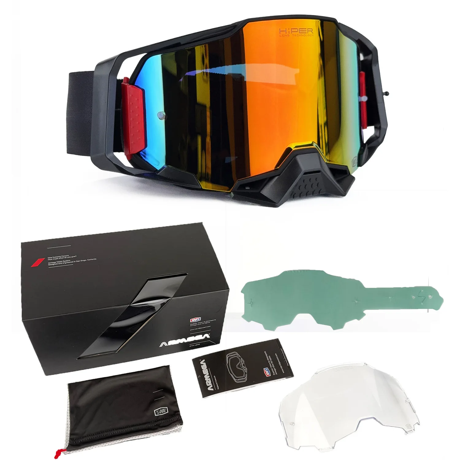 

Motorcycle Goggles OffRoad Dirt Bike Windproof Dustproof Anti Fog HD Lens Snow Ski Snowboard Sports Interchangeable Lenses Set​