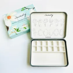 12-color Travel Ceramic Palette Watercolor Paint Storage Box Portable Art Student  Watercolor Painting Supplies Pigment Box