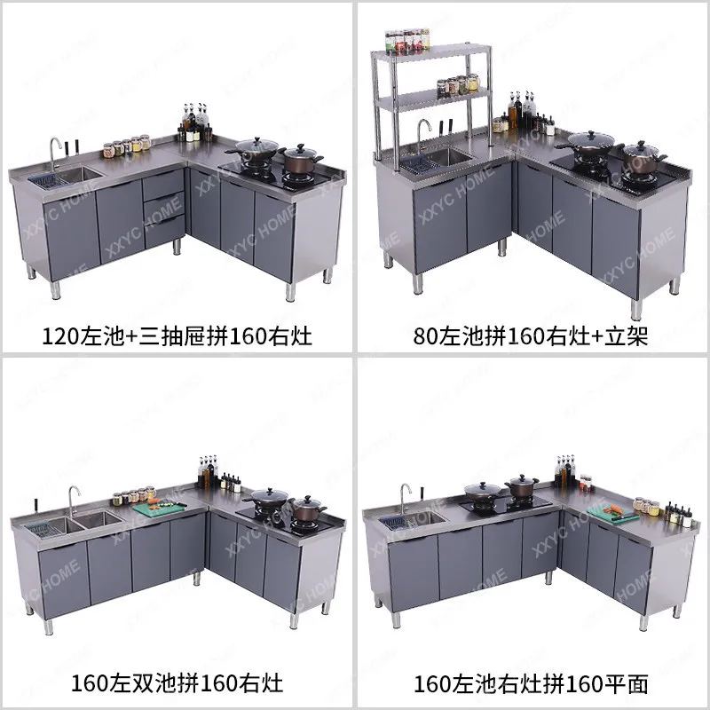 

CX Kitchen stainless steel cabinet 304 countertop sink sink vegetable basin integrated storage stove cabinet
