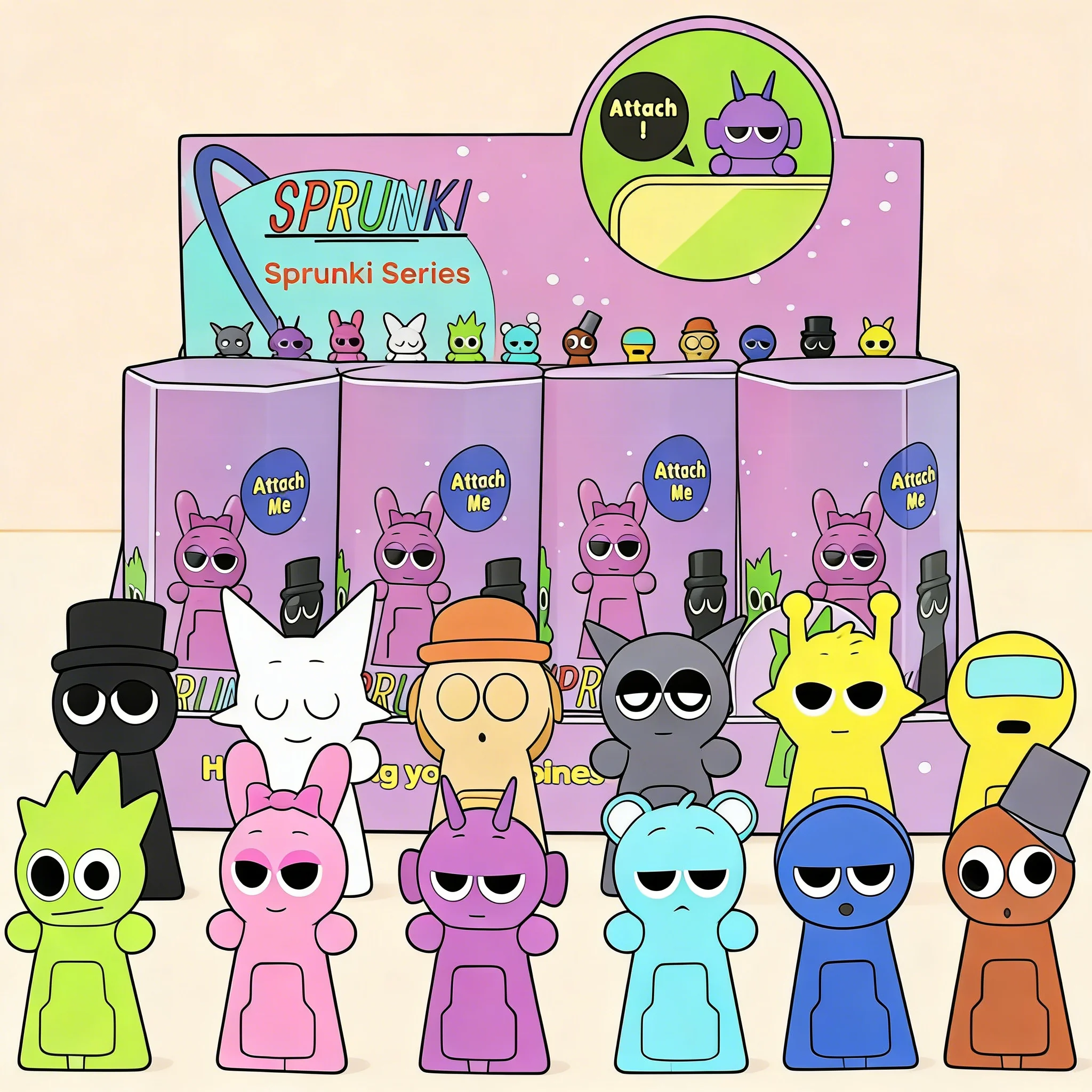 

2026 Hot Sprunki Rhythm Game Blind Box Random 1-12Pcs PVC Mini Figurine Surprise Mystery Bag Desktop Decor Gift