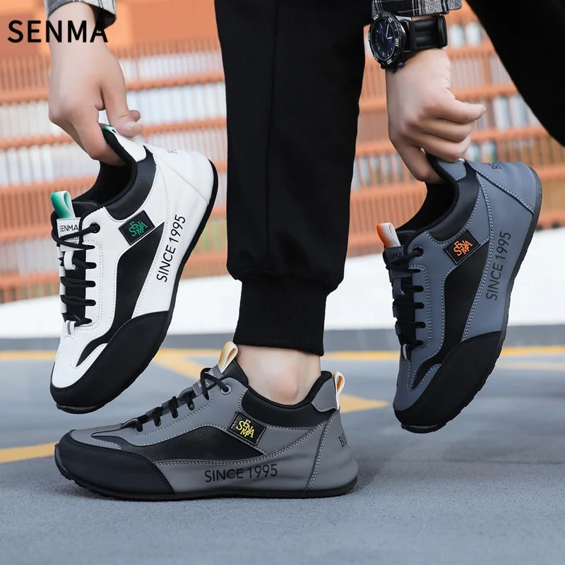 SENMA Men's Sport Shoes Luxury Casual Soft Bottom Shoes Comfortable Lace Up Flats Tennis Shoe Breathable Walking Jogging Shoe