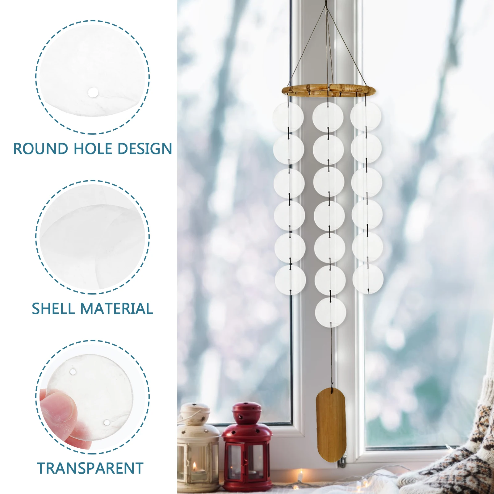 

100Pcs Round Shell Pieces Handmade Wind Chime DIY Hanging Charms Jewelry Making Accessories Natural Shell Beads