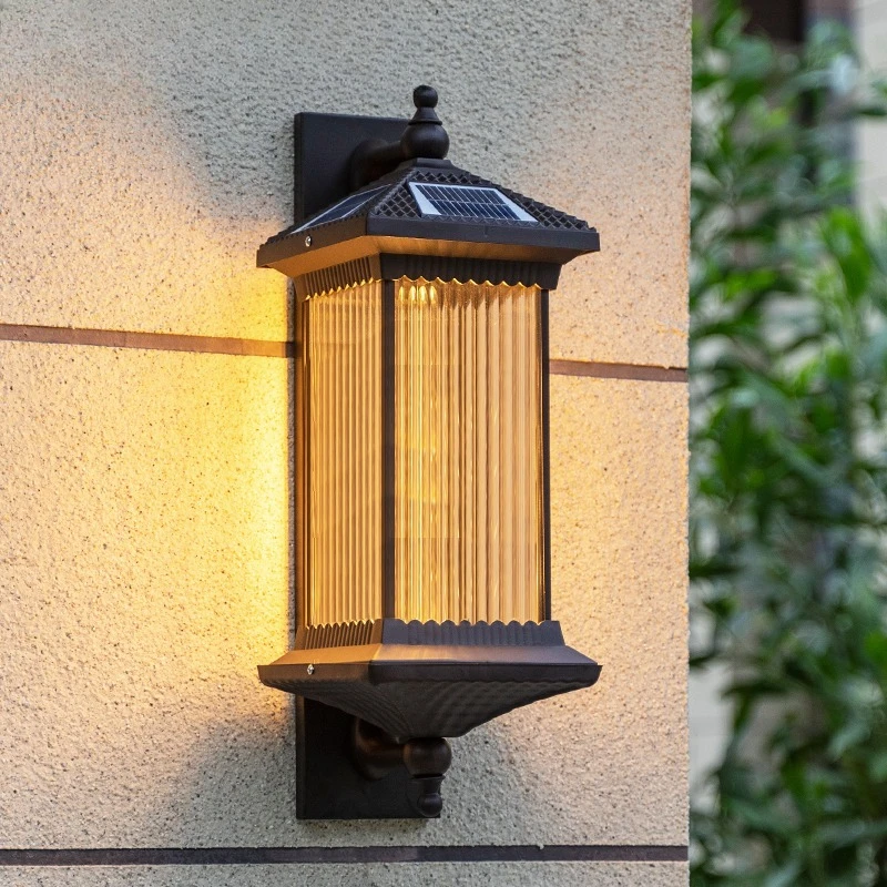 Solar wall light super bright outdoor waterproof gate villa exterior wall balcony outdoor new Chinese retro garden light