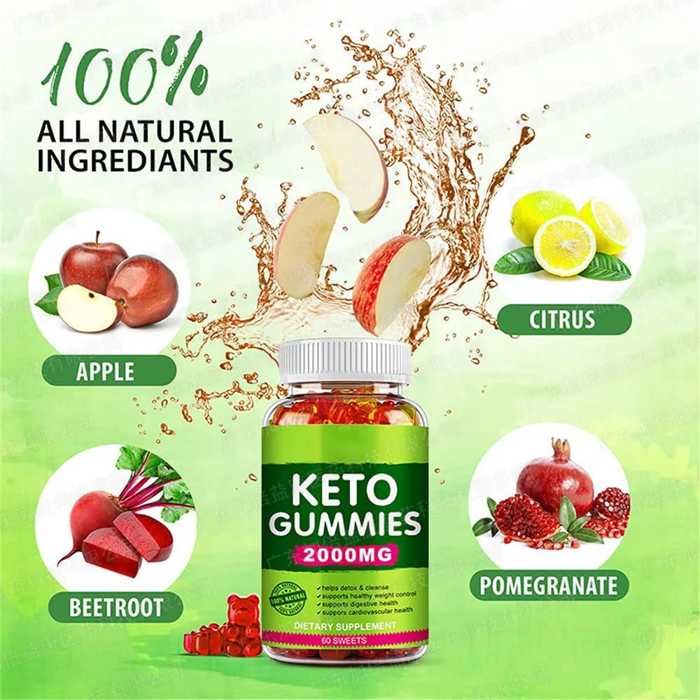 2 bottles apple vinegar ketone bear gummy to help detoxify and clean the digestive system healthy cardiovascular health