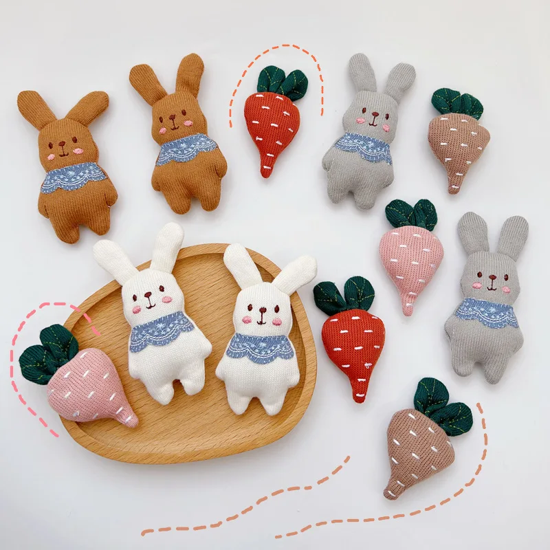 4PCS Cartoon plush fabric rabbit doll doll brooch schoolbag DIY scarf socks rabbit accessories decoration