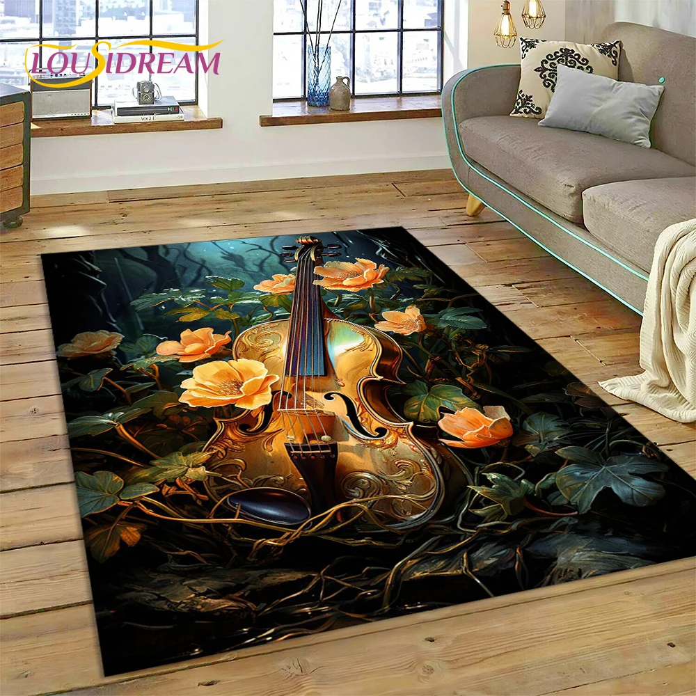 Violin Cello Dream Music Instrument  Area Rug,Carpet Rug for Home Living Room Bedroom Sofa Doormat Decor,kids Non-slip Floor Mat