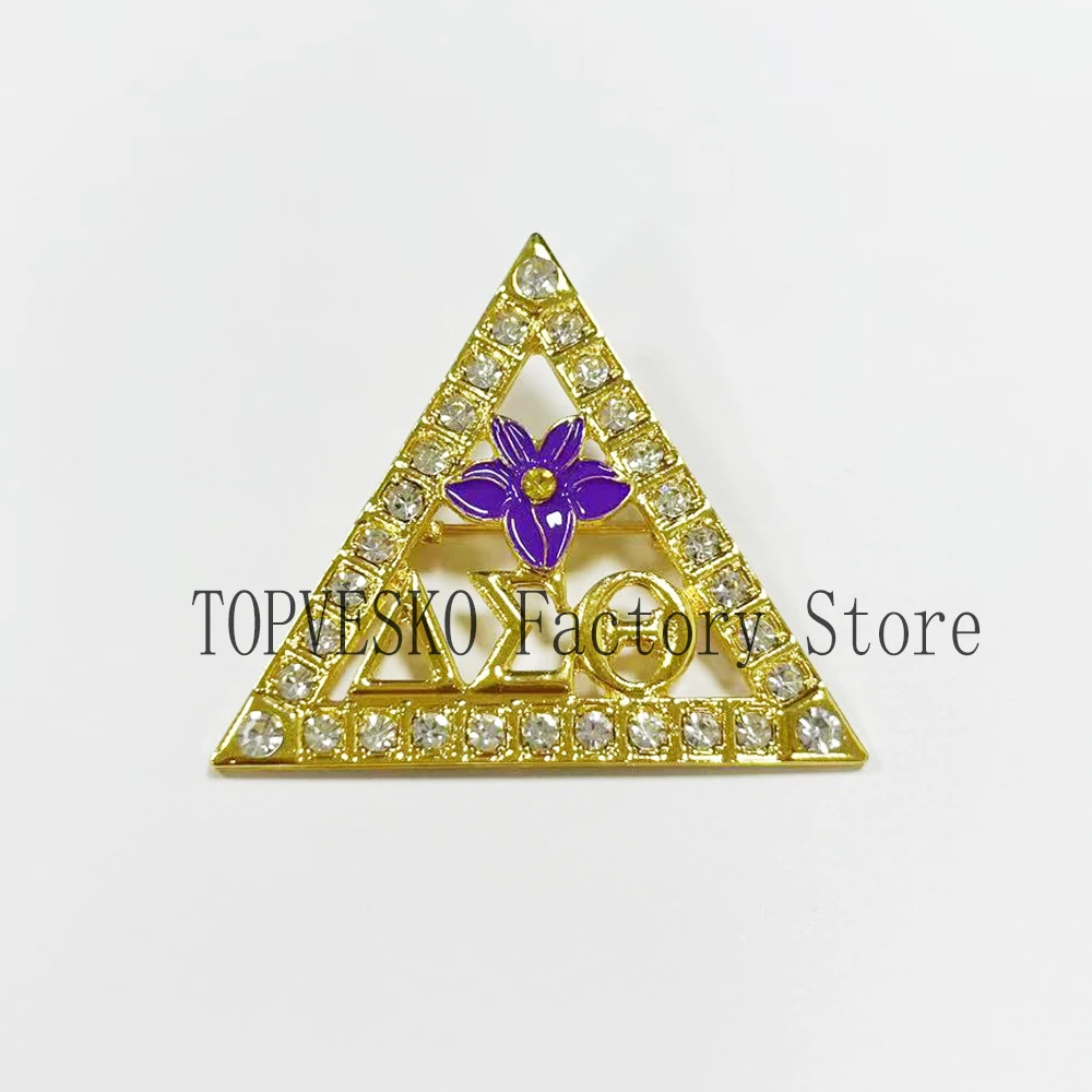 Delta Greek Letter Pyramid Violet Brooch