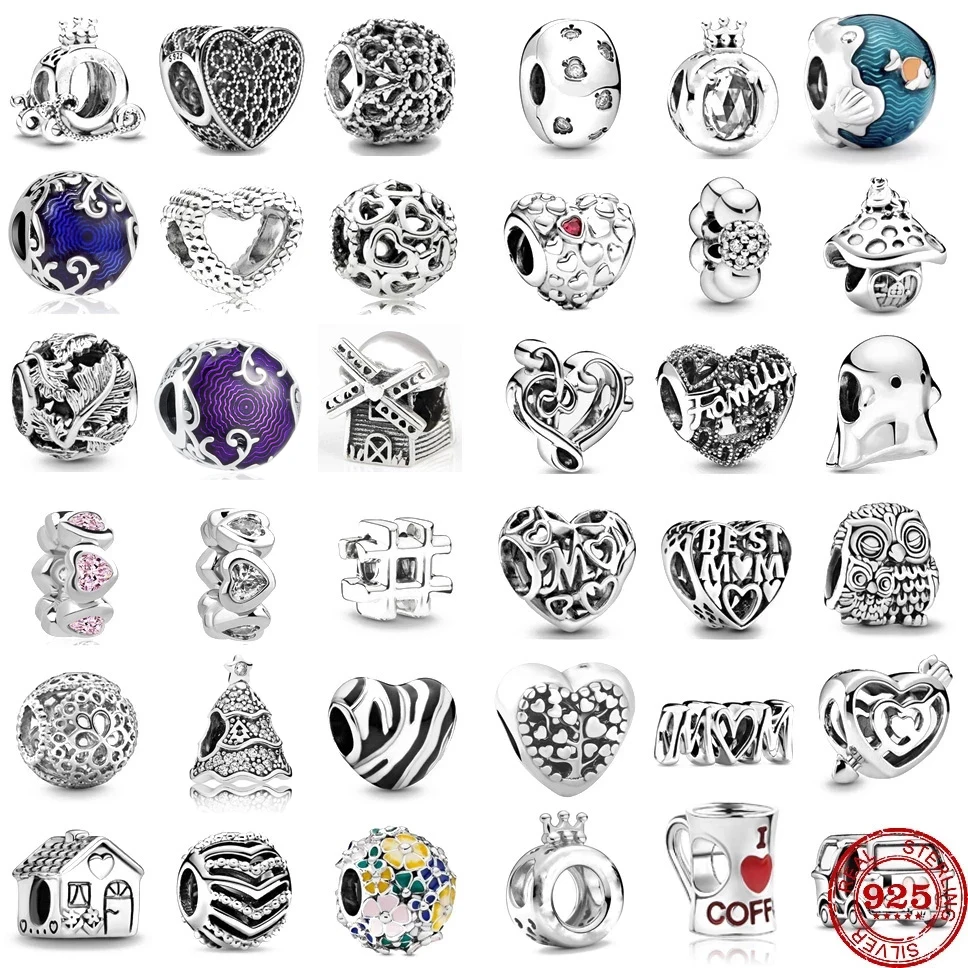 

New Heart Labyrinth Arrow Coffe Charm Bead fit Original Pandora charms silver 925 Bracelet trinket jewelry for women DIY making