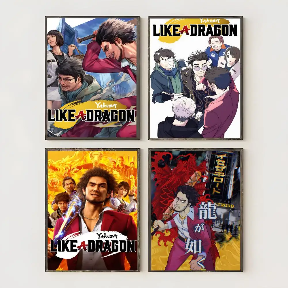 Video Game Y-yakuza Like A Dragon Poster Waterproof Canvas Art Wrinkle Free Wall Hanging For Home Living Room Bedroom Decor