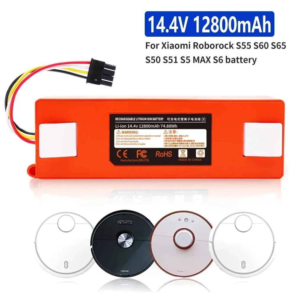 Vacuum Cleaner Battery Replacement for Xiaomi Roborock S50 S51 S55 T60 E352-00 S502-00 C10 E20 E35 14.4V 12800mAh SC Batteries