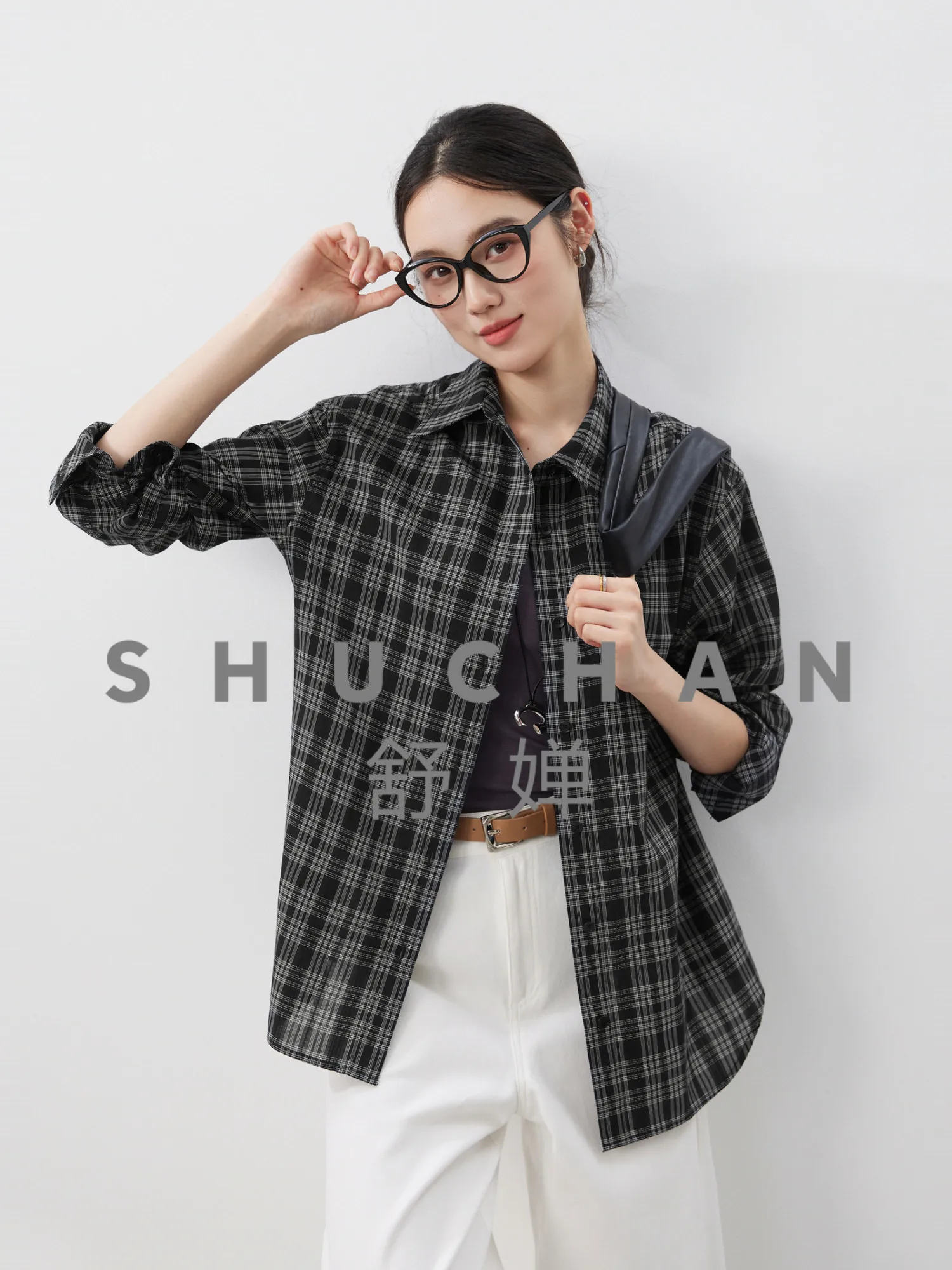 

Plaid Shirt Women [Retro Elegant] 100% Cotton Intellectual Wind Lace Embroidered Plaid Shirt 26 Spring New