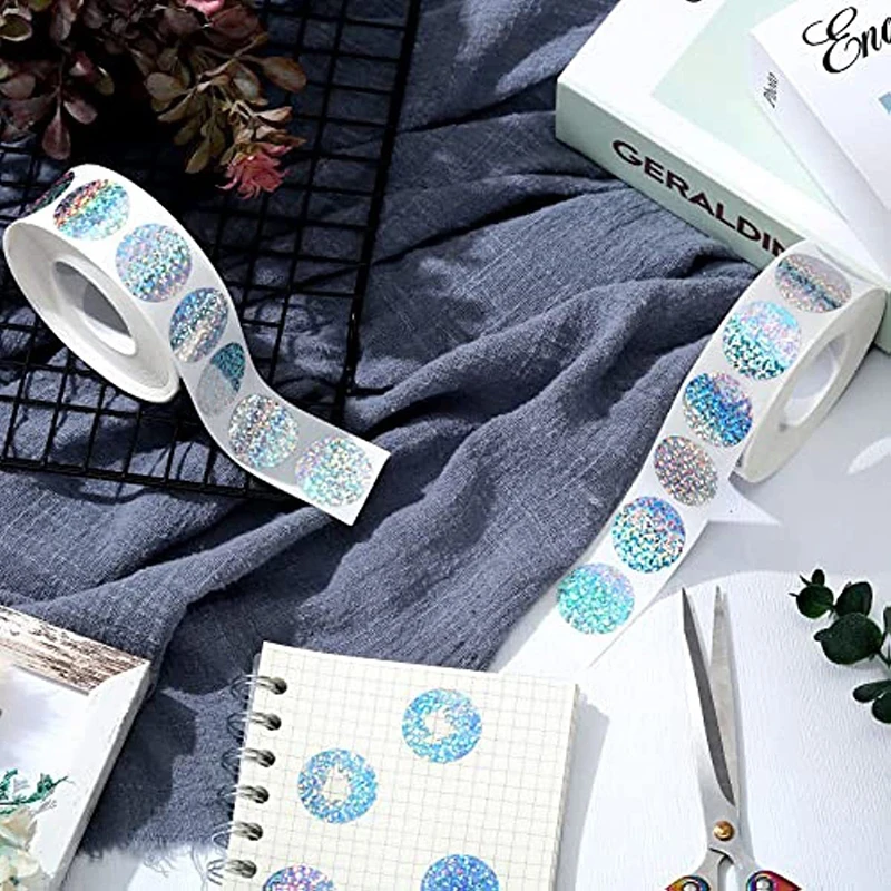 مجموعة 300 قطعة من ملصقات الخدش بالليزر المستديرة مقاس 2.5 سم، غطاء الرمز السري لبطاقات الأنشطة