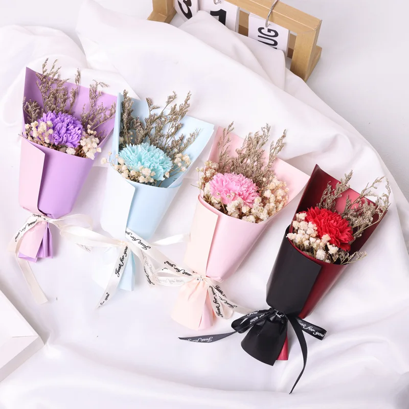 Mini Flower Bouquets Carnations Roses Soap Flowers Artificial Flower Accompaniment Gift Holiday Gift Box Accessories