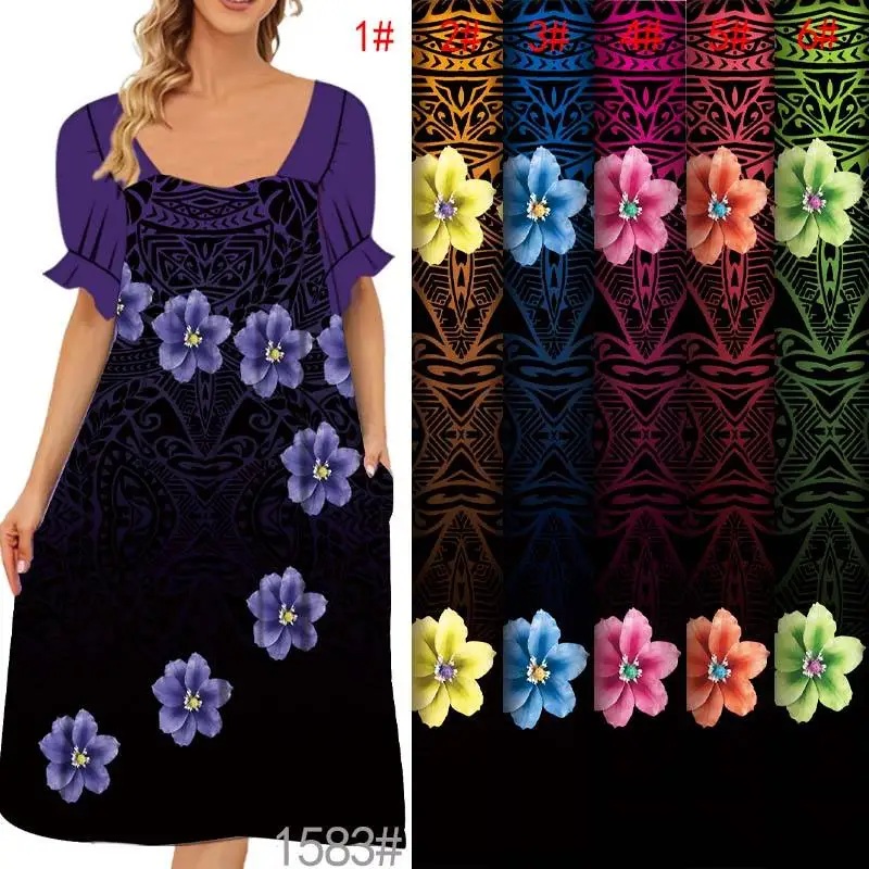 

Vibrant Frangipani Floral Tribal Pattern Digital Printed Polyester Fabric for Mumu Dresses,Sarongs