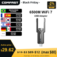 COMFAST USB Wifi 7 Adapter 6500M 6G&5G&2.4G Receptor Wifi Para Pc RTL8912AU 2 Antenna  Wi Fi Adaptador Driver Free for Win10/11