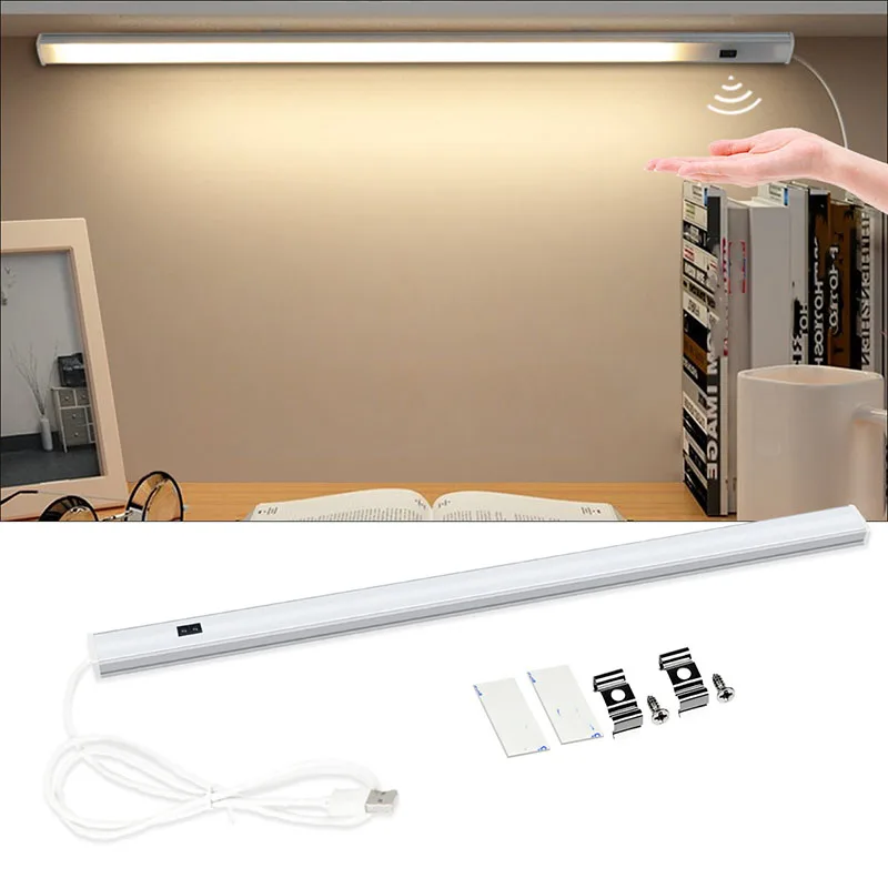 

30/40/50CM LED Cabinet Light PIR Motion Hand Sweep Sensor Night Lights USB Plug For Kitchen Bedroom Closet Bedside Night Lamp