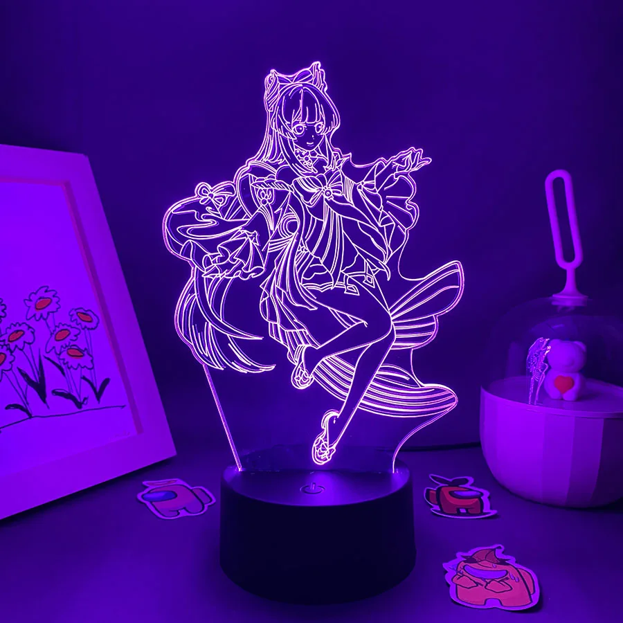 Sangonomiya Kokomi Genshin Impact Game Figure 3D LED Night Lights Gifts For Friends Gaming Room Table Decor Manga Neon Lava Lamp