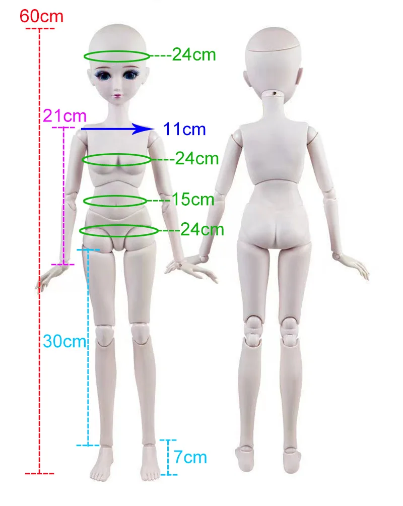 1/3 Doll's Clothes for 60cm Bjd Doll Long Pants Slim Fit Jeans Fashion Clothing Dress Up Play House Doll Accessories, No Doll