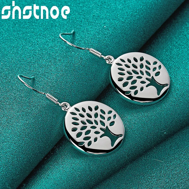 

SHSTONE 925 Sterling Silver Hollow Tree Earrings For Women Fashion Party Engagement Wedding Birthday Gift Fine Jewelry Wholesale