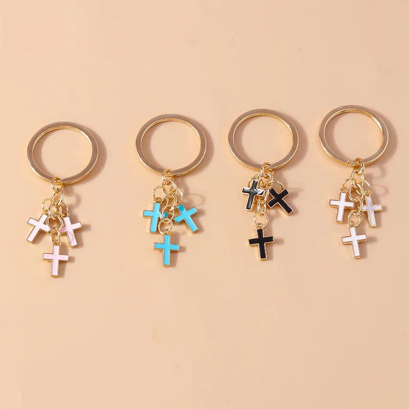 

20pcs Cross Keychain Jesus Key Ring Religious Beliefs Key Chains For Women Men Car Hanging Punk Simple Jewelry Handmade Gifts