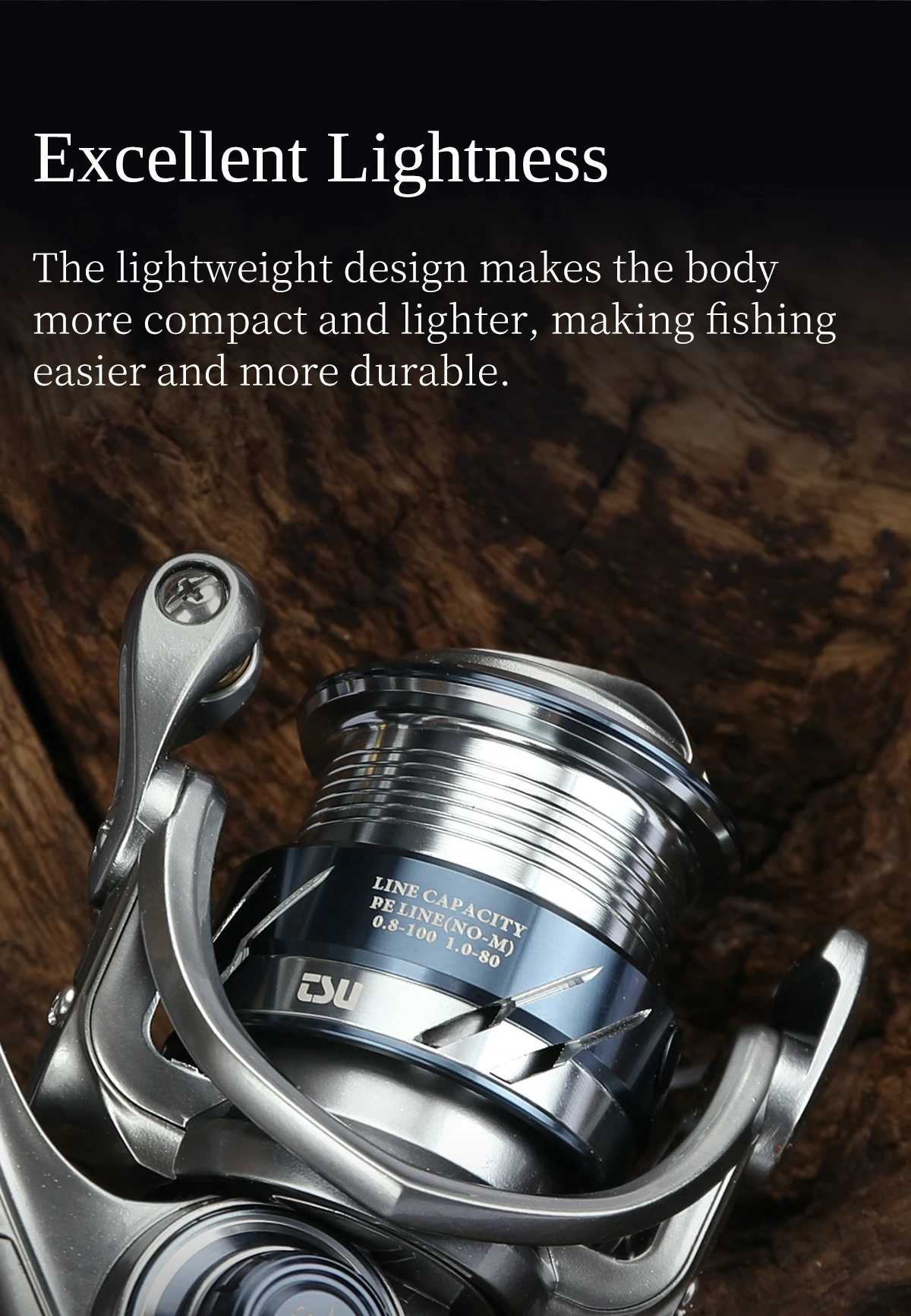 TSURINOYA METAL Spinnrolle MERLIN 1000 C2000S 165g Baitcast-Rolle ULTRALEICHT & VIELSEITIG Salzwasser-Bass-Hechtrolle – Detail 12