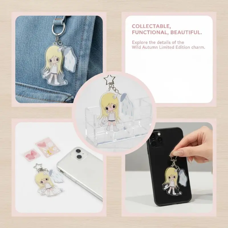 INS Damen Engel Mädchen Stern Acryl Schlüsselanhänger Set Niedliche Cartoon-Figur Taschenanhänger Schlüsselketten Japanischer Schmuck – Detail 1